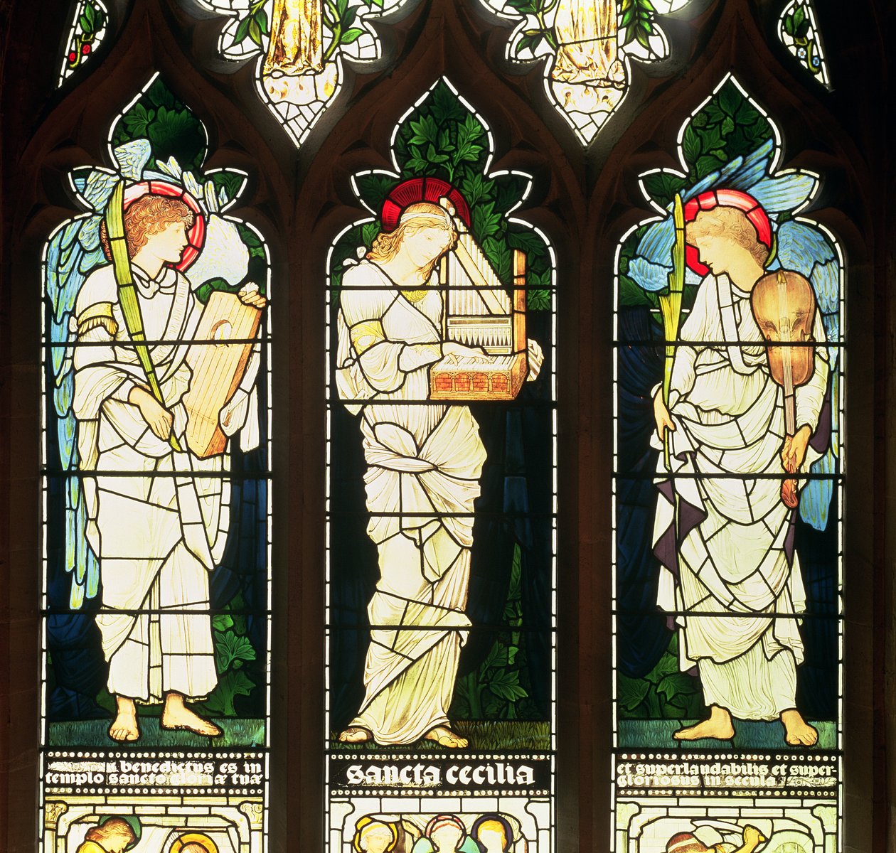Szent Cecília és két angyal, 1870-es évek (ólomüveg) alkotó: Edward Burne Jones