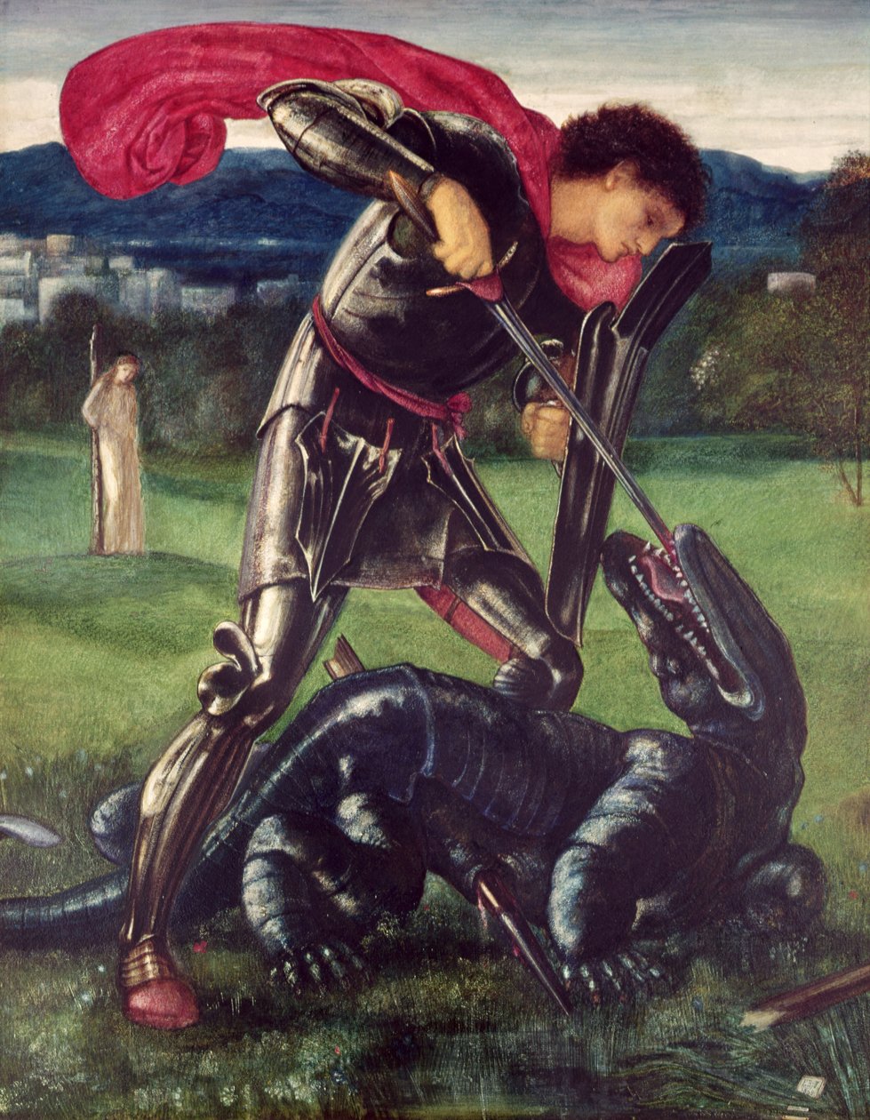 Szent György és a sárkány, 1868 (guache) alkotó: Edward Burne Jones