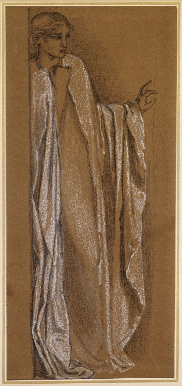 Tanulmány a „Danae” számára (fekete-fehér kréták barna papíron) alkotó: Edward Burne Jones