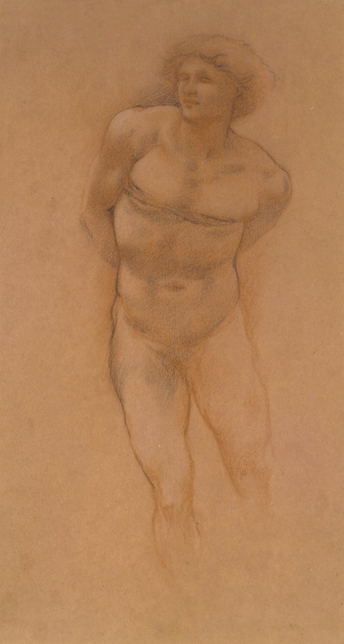 Tanulmány a „Szerelem kocsijához” (piros és fekete kréta papíron) alkotó: Edward Burne Jones