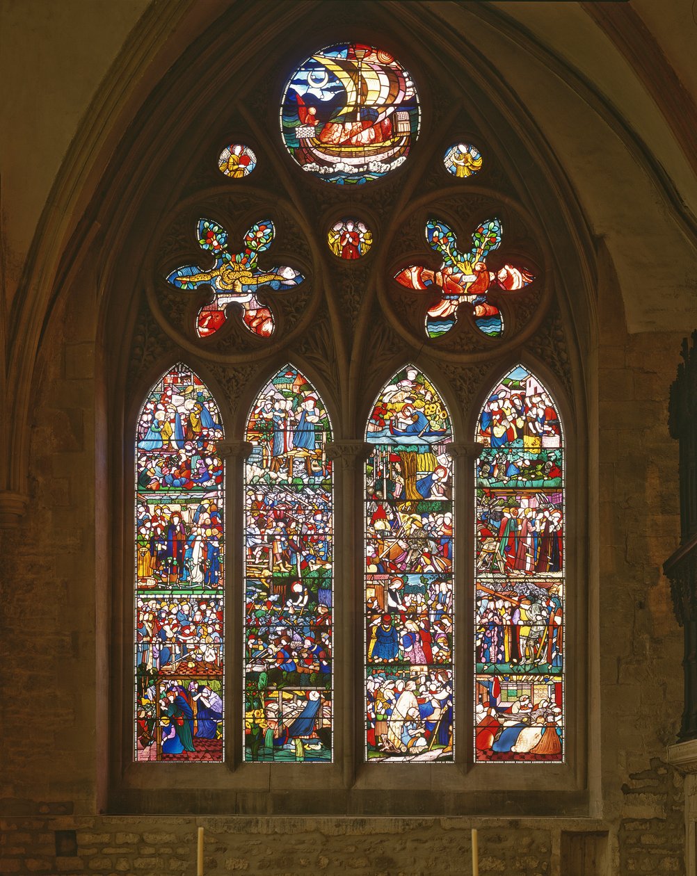 St. Frideswide halála, a Latin kápolna keleti ablaka, 1859 (festett üveg) alkotó: Edward Burne Jones