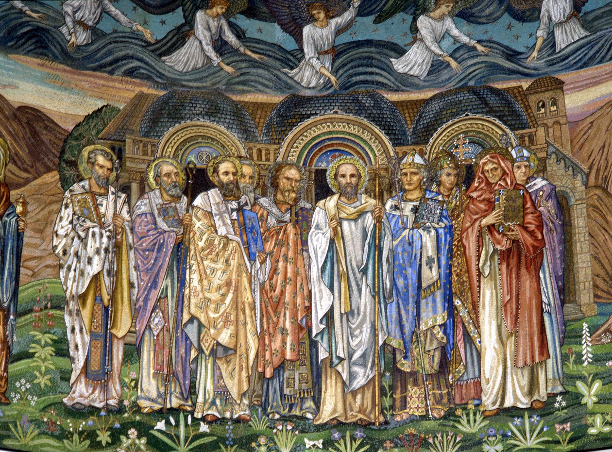 A keleti egyház öt atyja a nyugati egyház öt atyjával, 1880-90-es évek (mozaik) alkotó: Edward Burne Jones