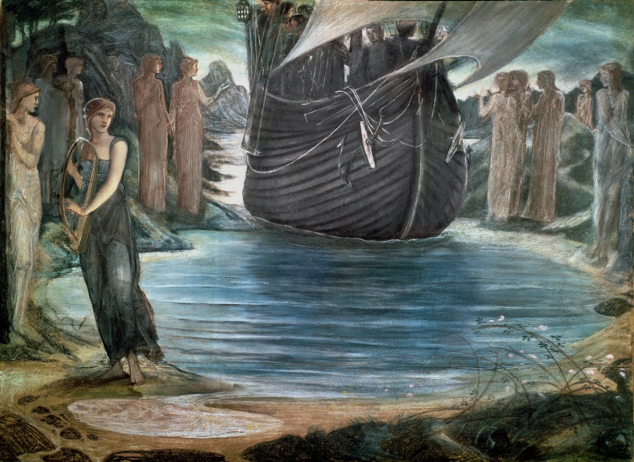 A szirénák, 1875 körül alkotó: Edward Burne Jones