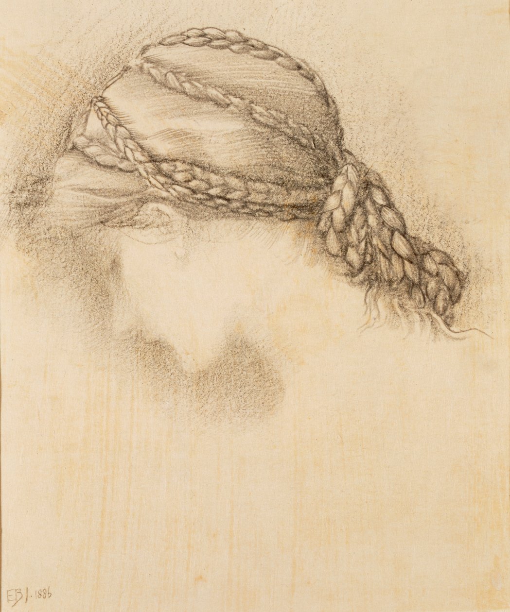 Női fej, részlet egy vázlatfüzetből, 1886 alkotó: Edward Burne Jones