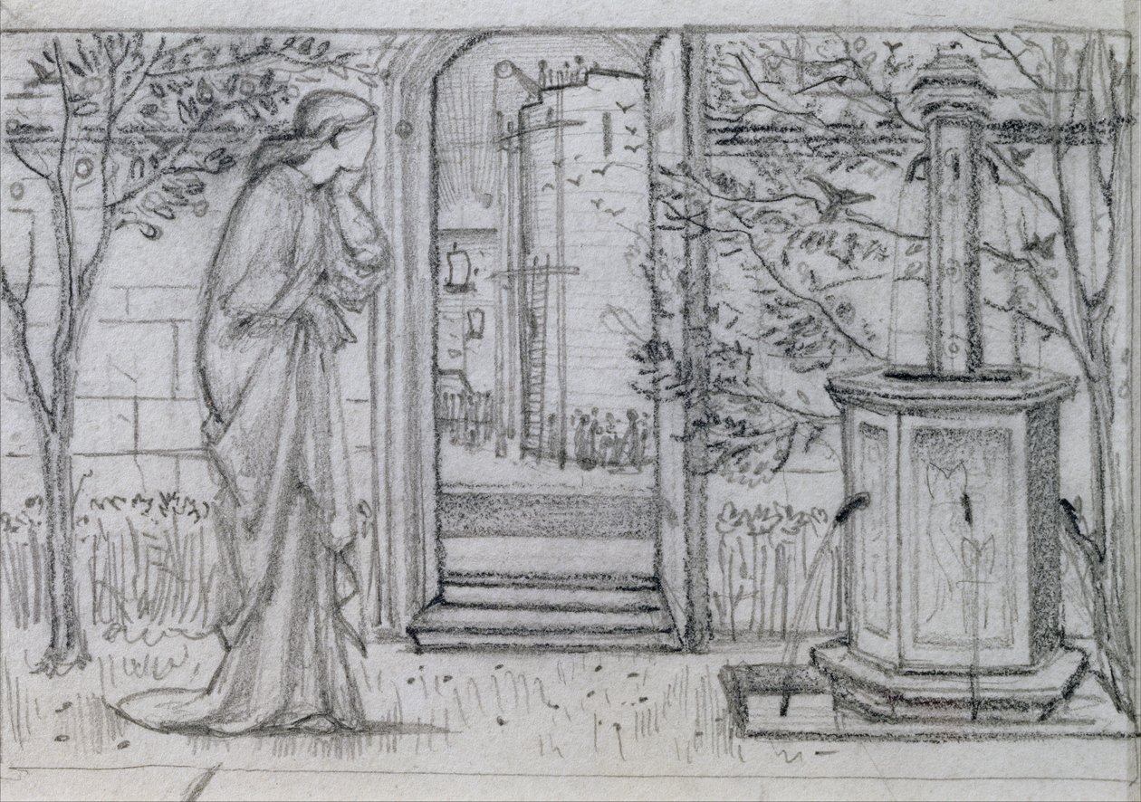 Tanulmány a Danae és a bronztoronyhoz, 1869-70 alkotó: Edward Burne Jones