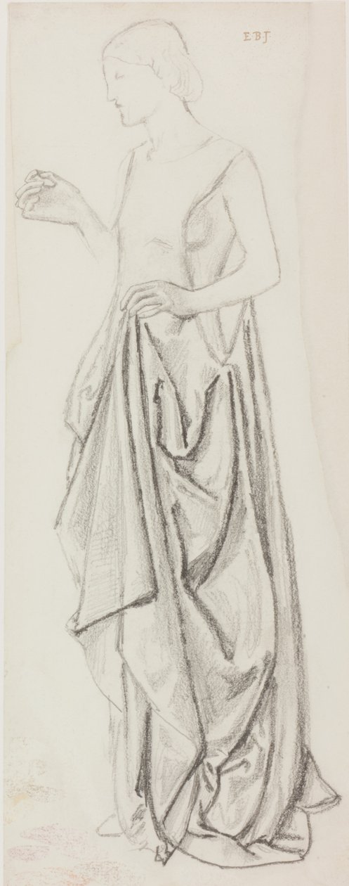 Női figura (tinta és ceruza papíron) alkotó: Edward Burne Jones