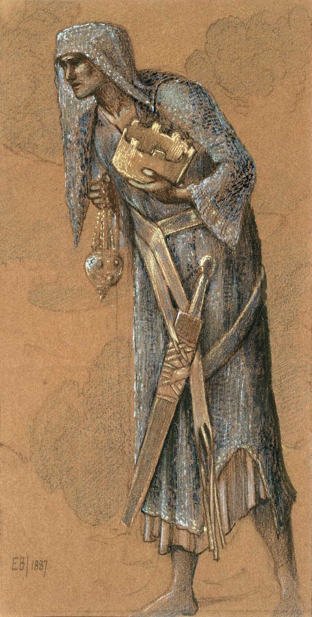 Melchior király, 1887 (színes kréta és arany) alkotó: Edward Burne Jones