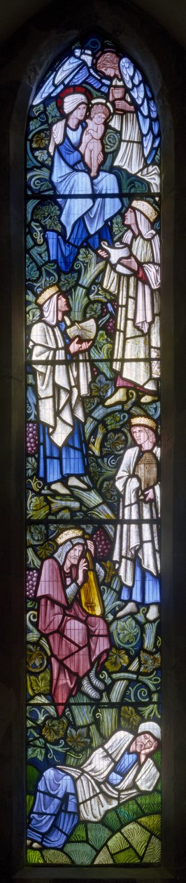 Rottingdean, St Margaret, Morris & Co., Edward Burne-Jones, The Tree Of Jesse, Önarckép, 1897 alkotó: Edward Burne Jones