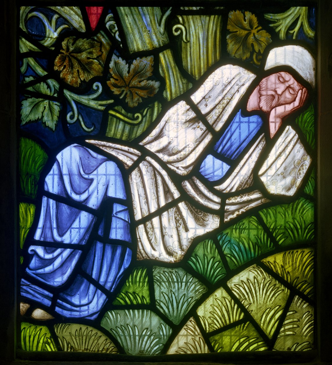 Rottingdean, St Margaret, Morris & Co., Edward Burne-Jones, The Tree Of Jesse, Burne-Jones önarckép, 1897 alkotó: Edward Burne Jones