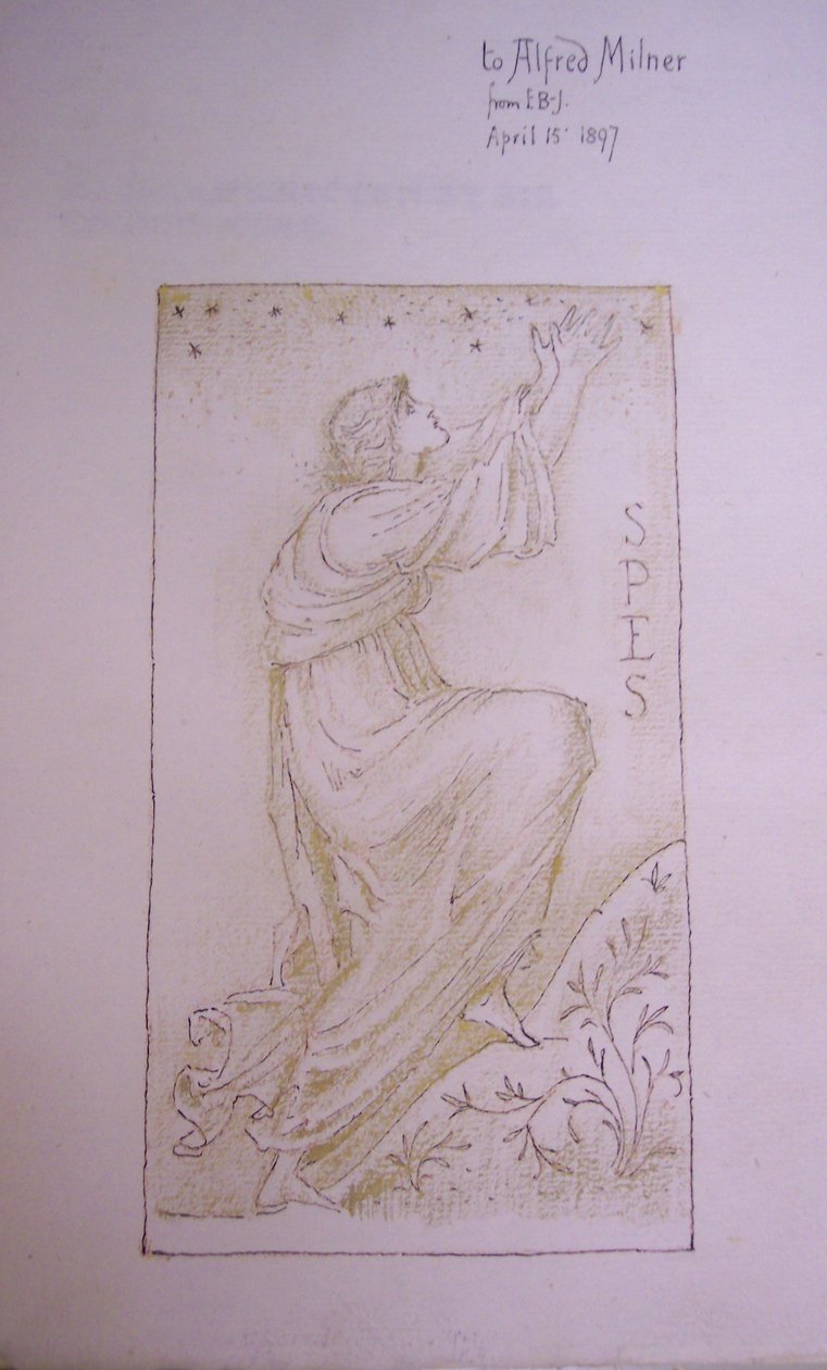 Spes, illusztráció az „Utópia” légylevelén, Thomas More, 1897 (toll, tinta és kréta papíron) alkotó: Edward Burne Jones