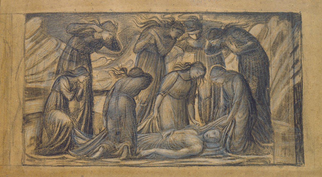 Orpheus halála (ceruza és kréta papíron) alkotó: Edward Burne Jones