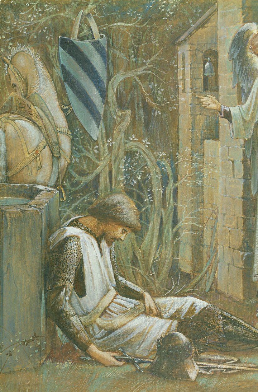 Sir Lancelot kudarca gouache, papír részlet a 356921-ből alkotó: Edward Burne Jones
