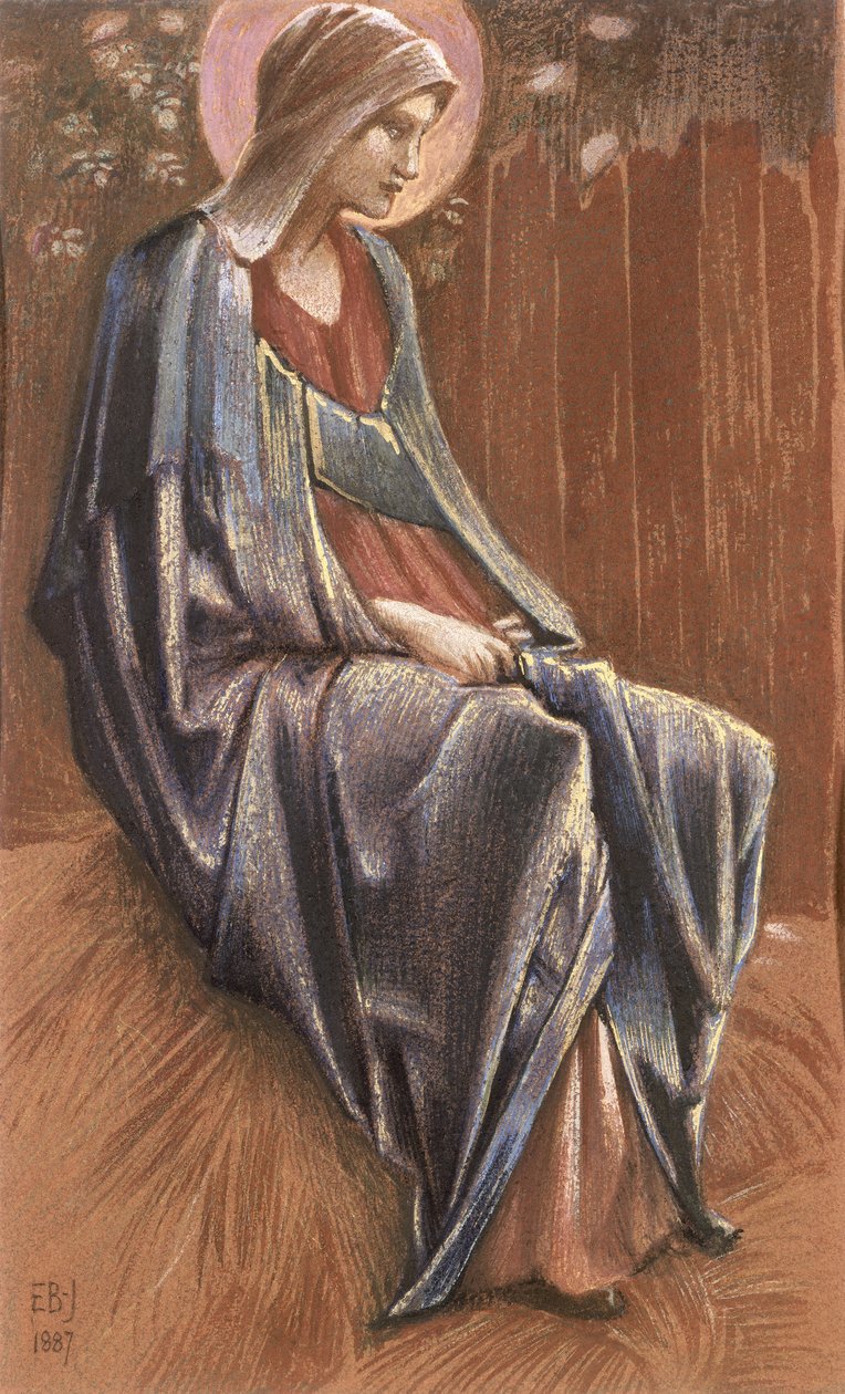 A Szűz, 1887 (színes kréták és arany) alkotó: Edward Burne Jones