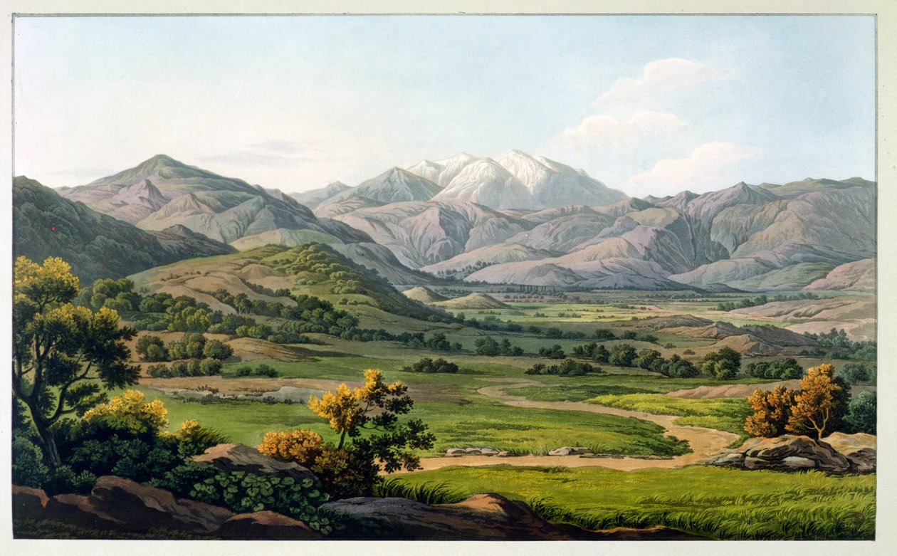 Az Olümposz, Lárisza és Baba között, 22. tábla a "Nézetek Görögországban" 4. részéből, metszet: Robert Havell, 1820 (aquatinta). alkotó: Edward Dodwell