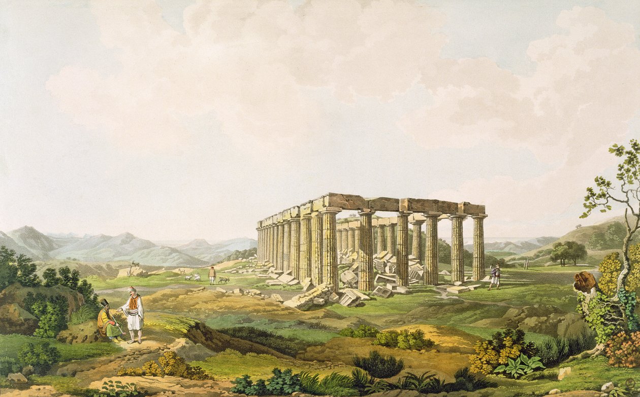 Apollo Epicurius temploma, 25. tábla a „Nézetek Görögországban” 5. részéből, Thomas Medland metszet, 1819 (akvatinta) alkotó: Edward Dodwell