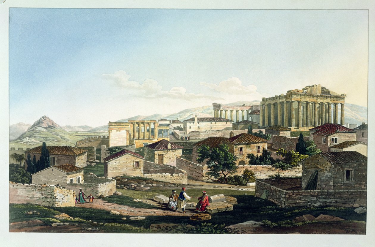 A Parthenon nyugati homlokzata, 19. tábla a "Views in Greece" 4. részéből, Bennett metszete, 1820 (akvatinta) alkotó: Edward Dodwell