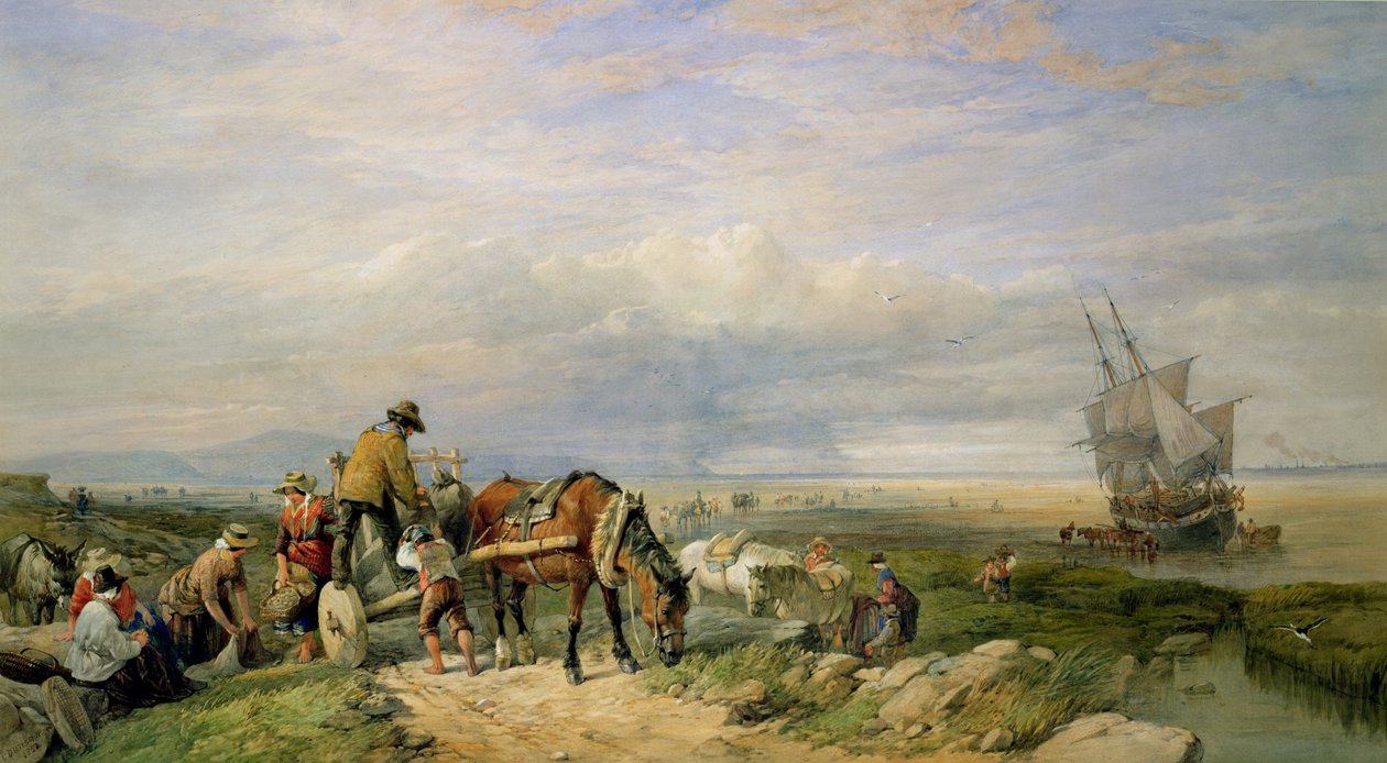 Kagylógyűjtők, Llanrhidian Sands, West Glamorgan, a Gower-félszigeten alkotó: Edward Duncan
