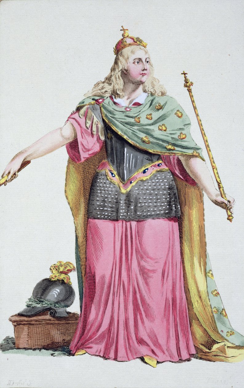 Krisztina (1626-89) Svédország királynője a Receuil des Estampes-ből, rangokat és méltóságokat képvisel, az összes létező nemzet jelmeze szerint, 1780-ban (kézzel színezett metszet) alkotó: Edward Emerson Simmons