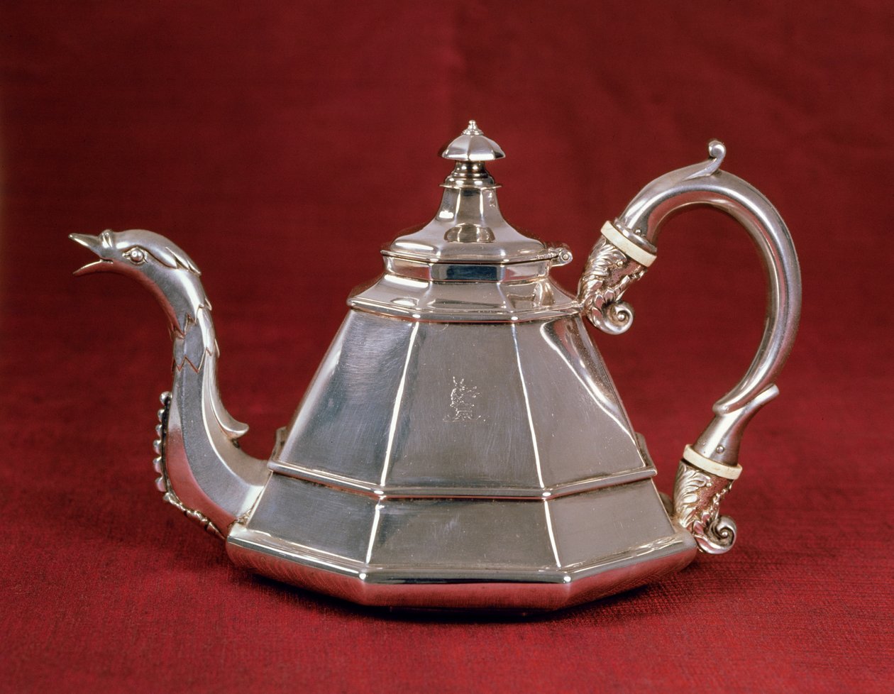 Teáskanna, valószínűleg egy 18. század eleji holland példa alapján, London 1832 (ezüst) alkotó: Edward Farrell