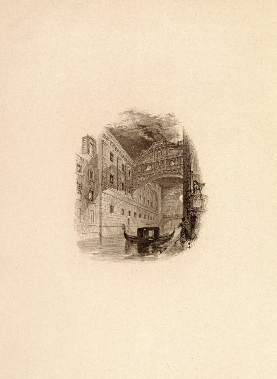 Sóhajok hídja, Velence, 1832 körül alkotó: Edward Francis Finden