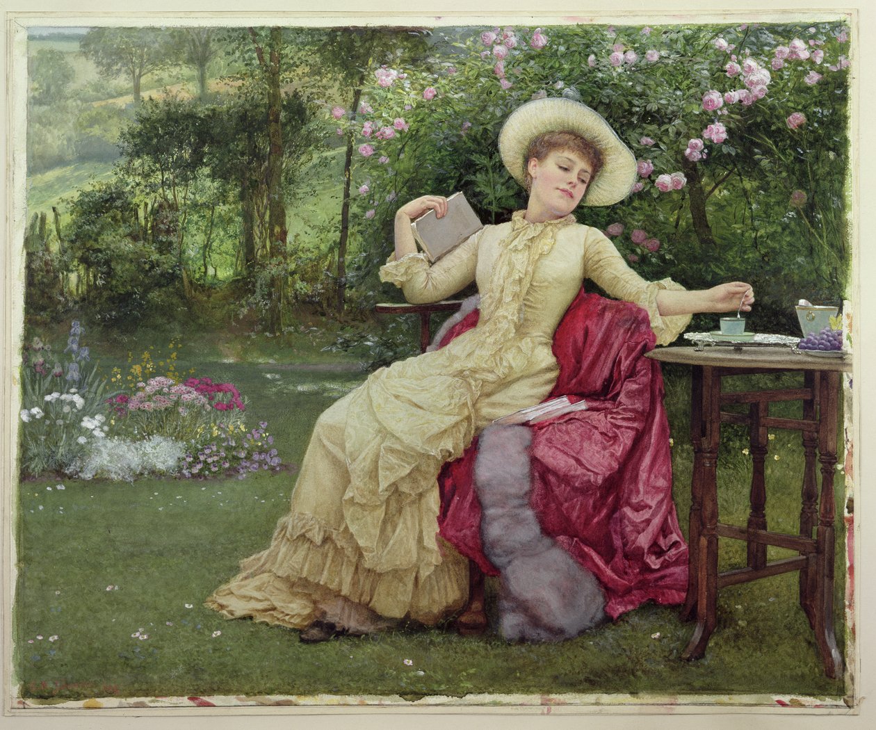 Kávézás és olvasás a kertben alkotó: Edward Killingworth Johnson