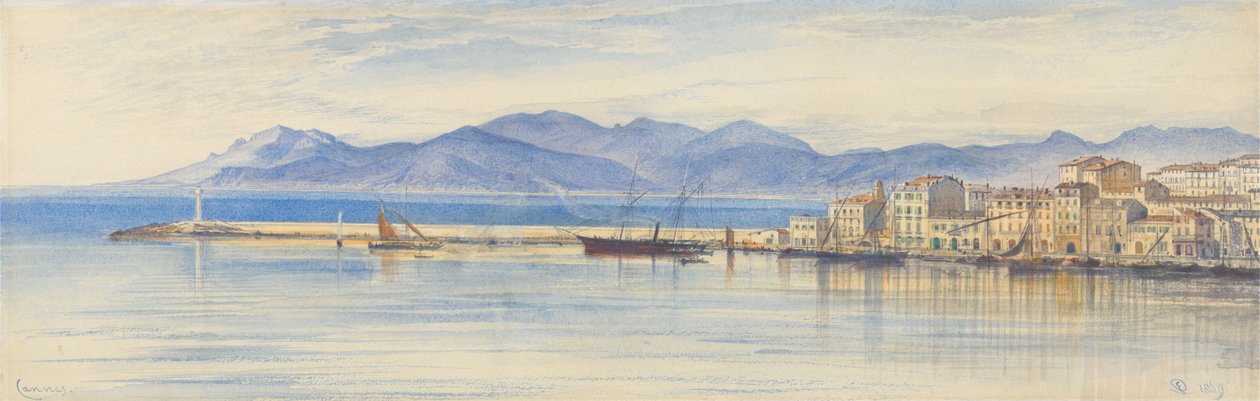 Kilátás a cannes -i kikötőre alkotó: Edward Lear