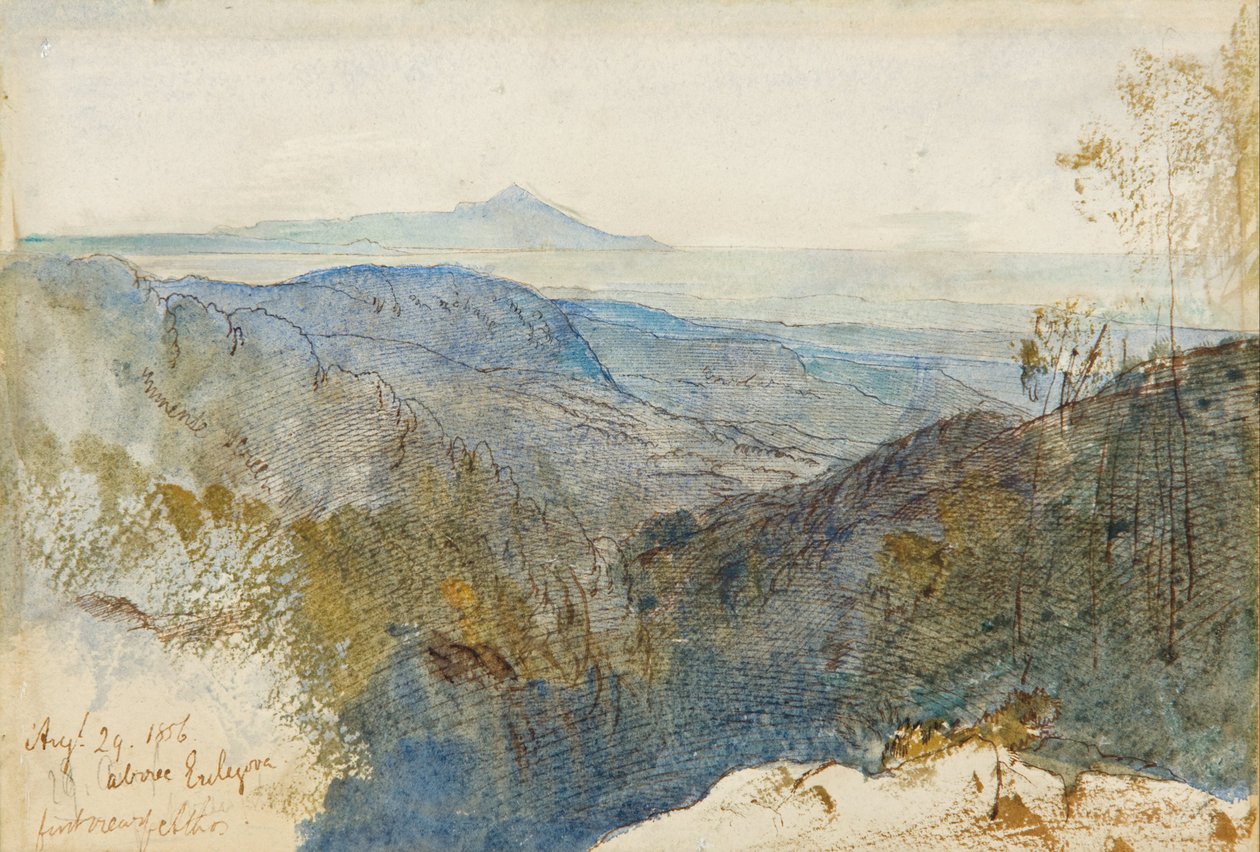 Távoli kilátás az Athos -hegyre alkotó: Edward Lear