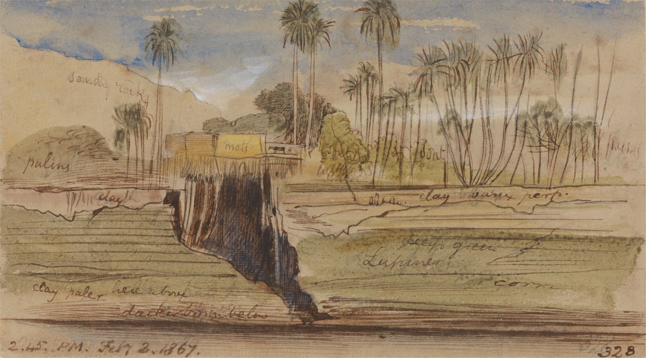 Ibreem és Wady Halfeh között, 1867. február 2, 14-45 (328) alkotó: Edward Lear