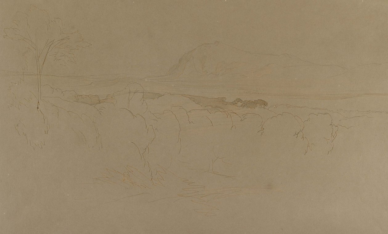 Calabria, 1847 (toll és barna tinta ceruza felett, nagyon elszíneződött súrolópapíron) alkotó: Edward Lear