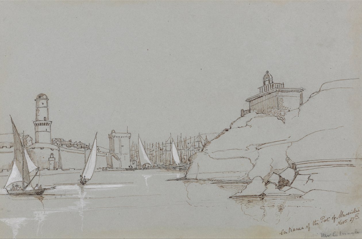 Bejárat a Marseille -i kikötőbe alkotó: Edward Lear