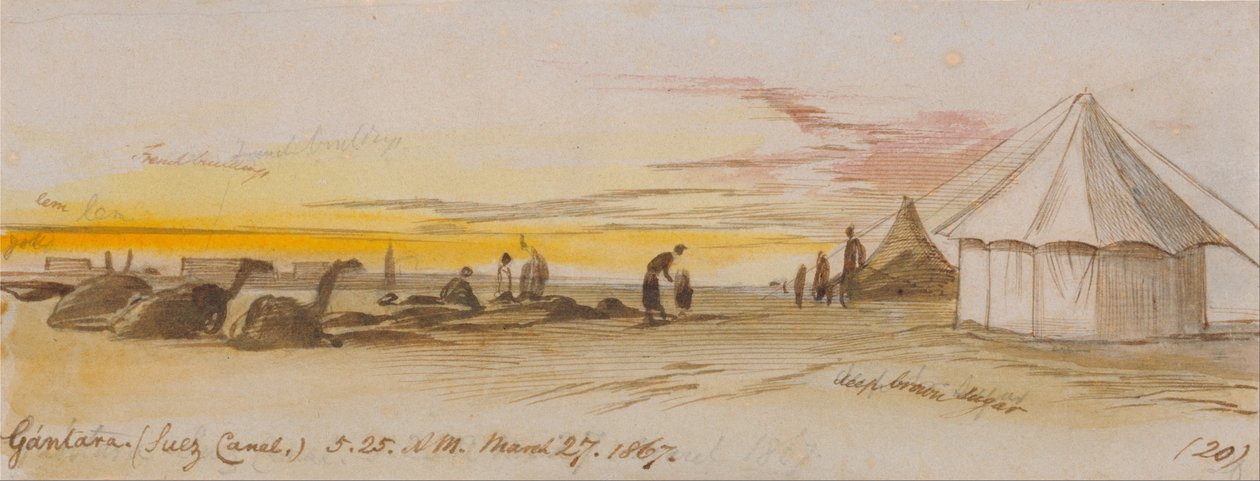 Gantara (Szuezi-csatorna), 1867. március 27., 5-25 óra (20) alkotó: Edward Lear