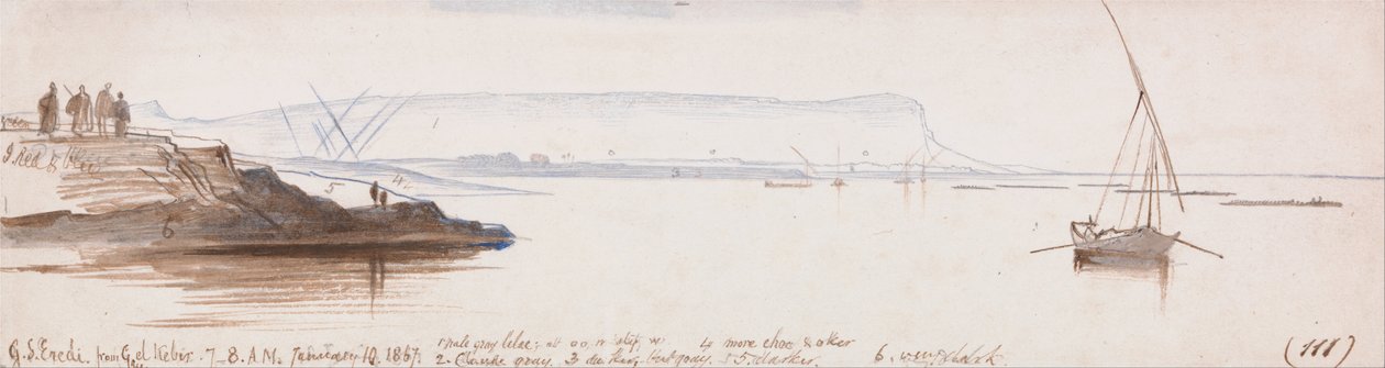 Jabal Sheikh kilátás Go El Large -ból alkotó: Edward Lear