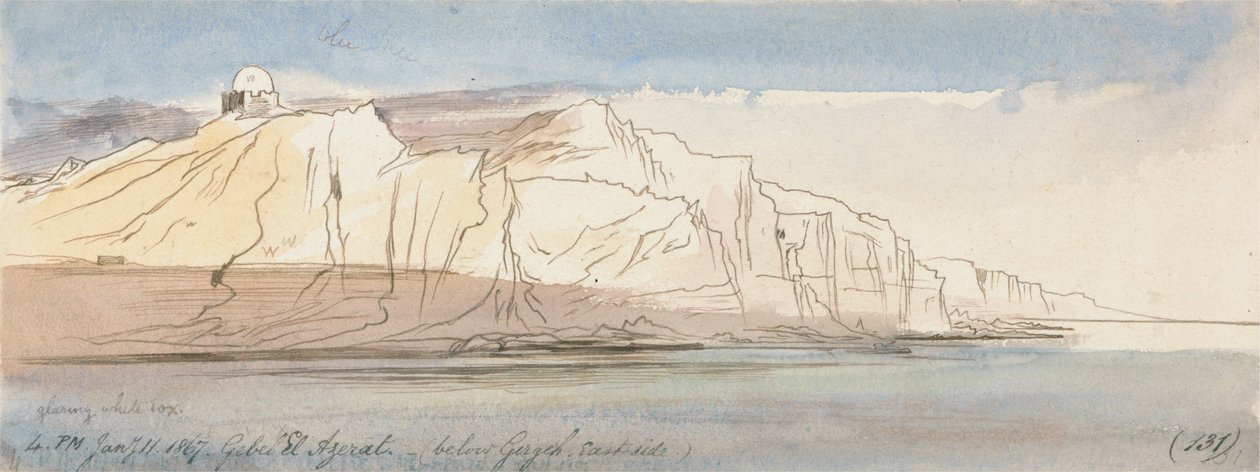 Gebel el Azerat (Girgeh alatt, keleti oldalon) alkotó: Edward Lear