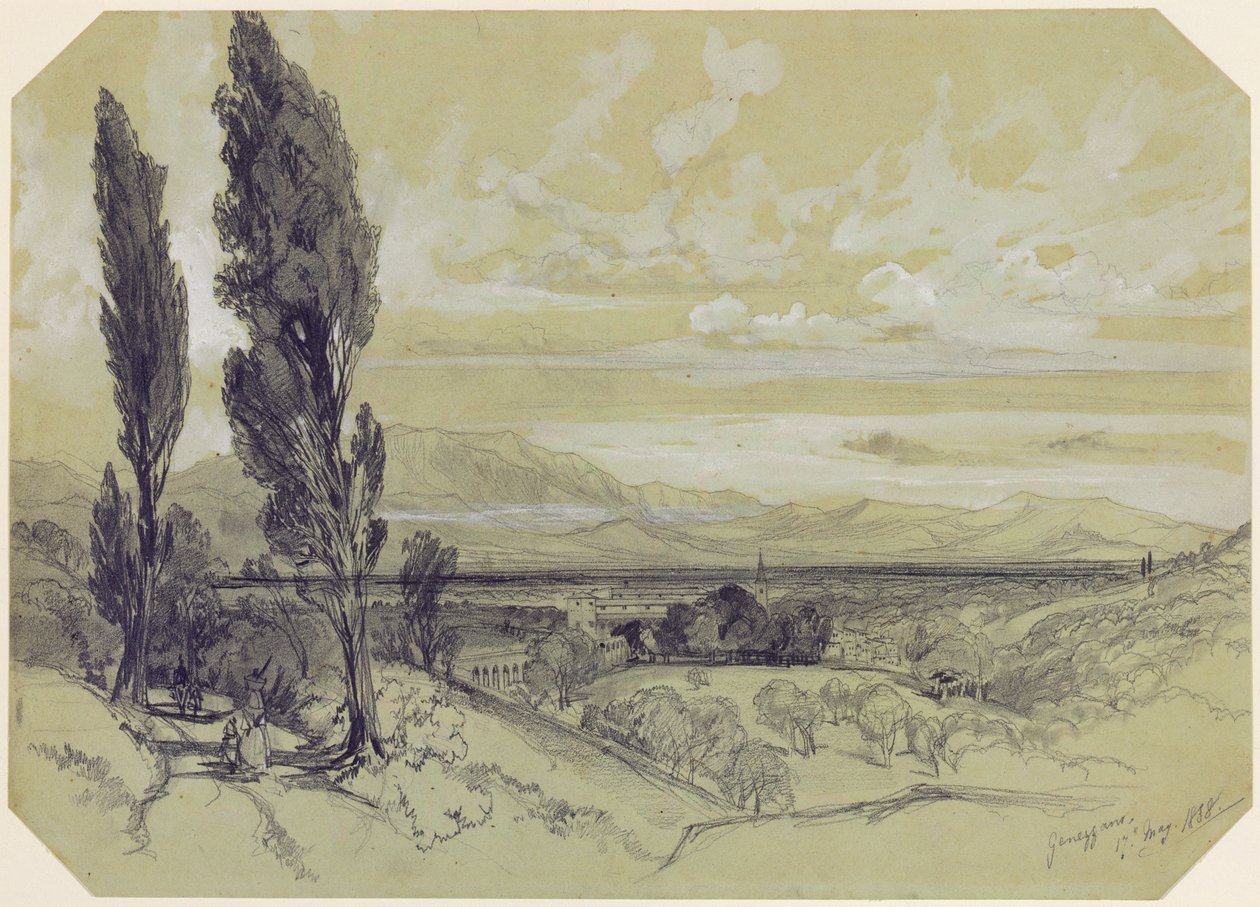 Genazzano, 1838. május 17. (grafit papíron) alkotó: Edward Lear
