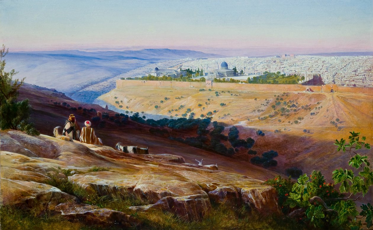 Jeruzsálem az Olajfák hegyétől alkotó: Edward Lear