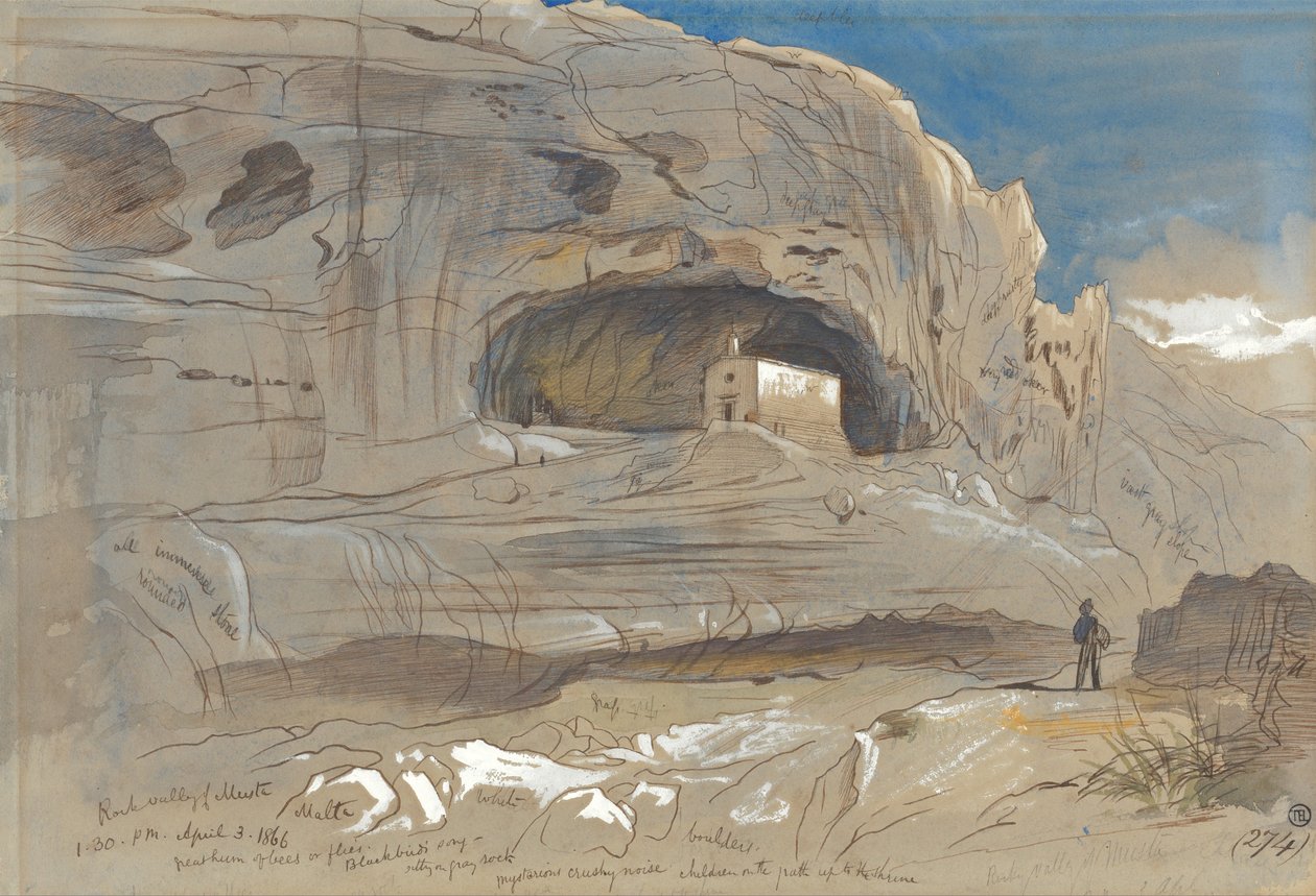 Mosztai Sziklás-völgy, Málta, 1-30. (1866. április 3.) alkotó: Edward Lear