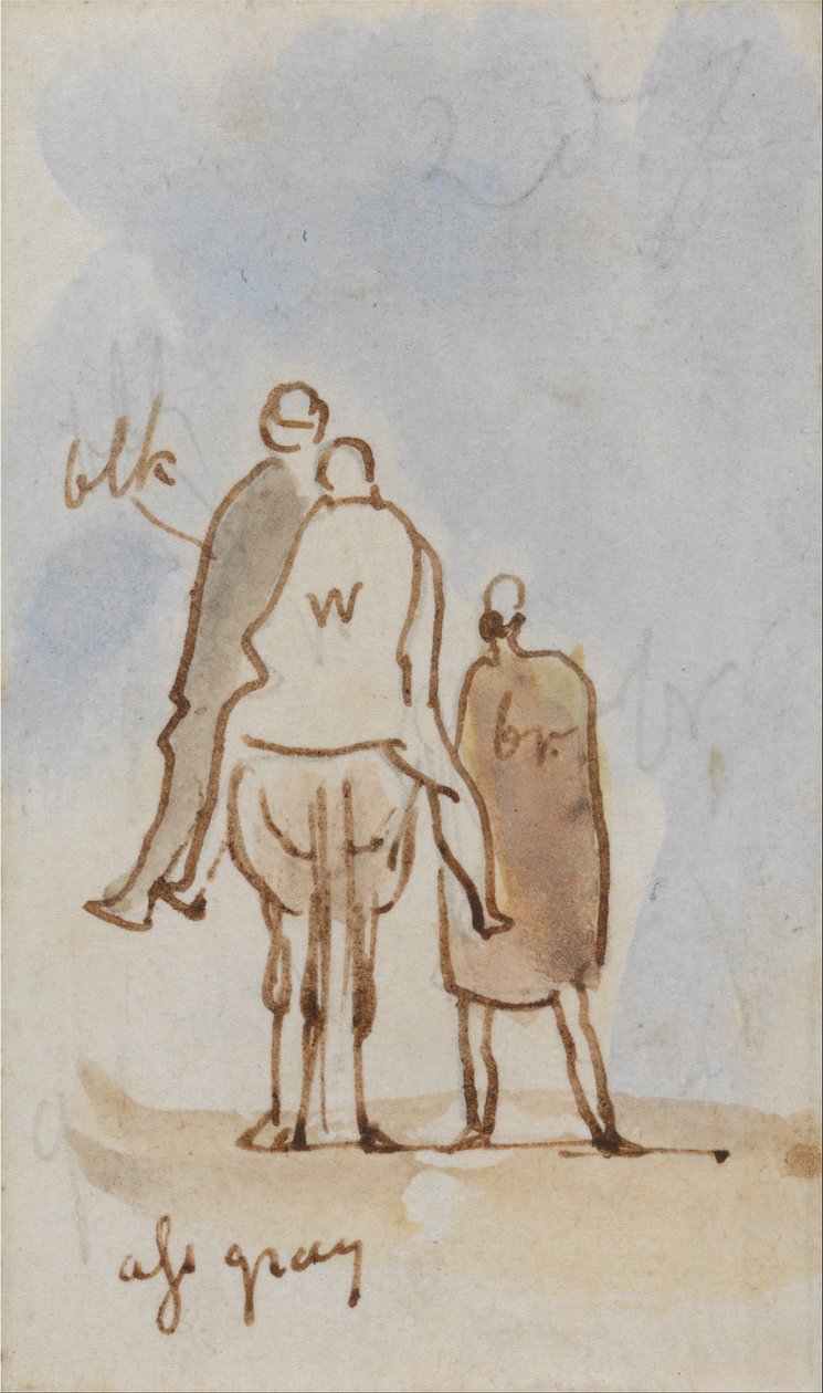 Figurák és tevék tanulmányozása alkotó: Edward Lear