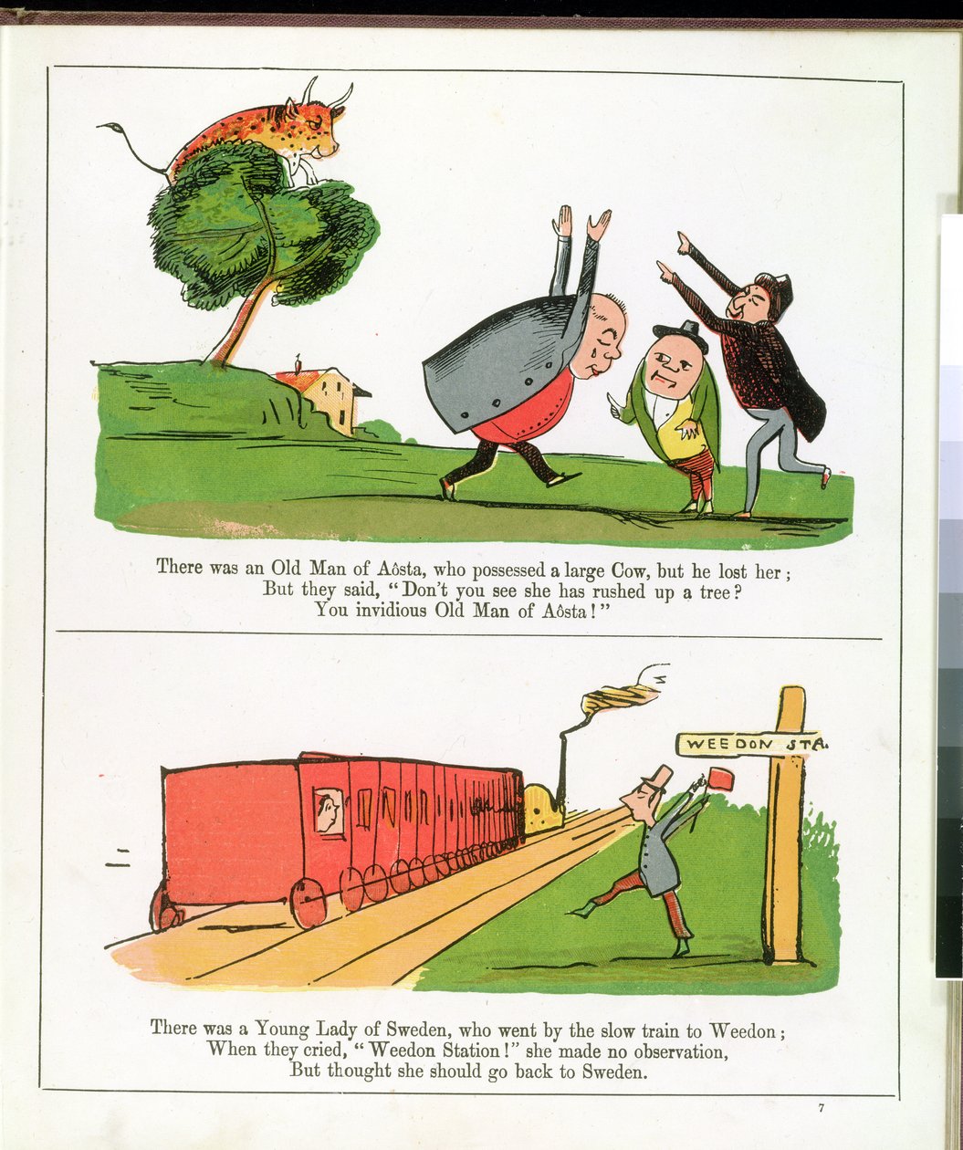 Az aostai öreg, oldal a "A hülyeségek könyvéből" alkotó: Edward Lear