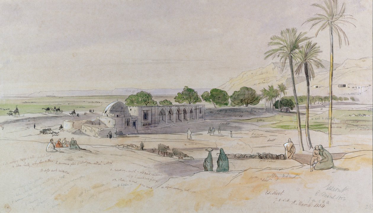 A Wadi, Es-Sioot, Egyiptom, 1854 (wc, toll és tus) alkotó: Edward Lear