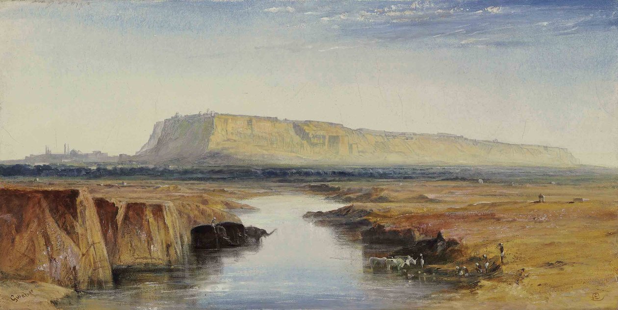 Kilátás Gwalior, India alkotó: Edward Lear