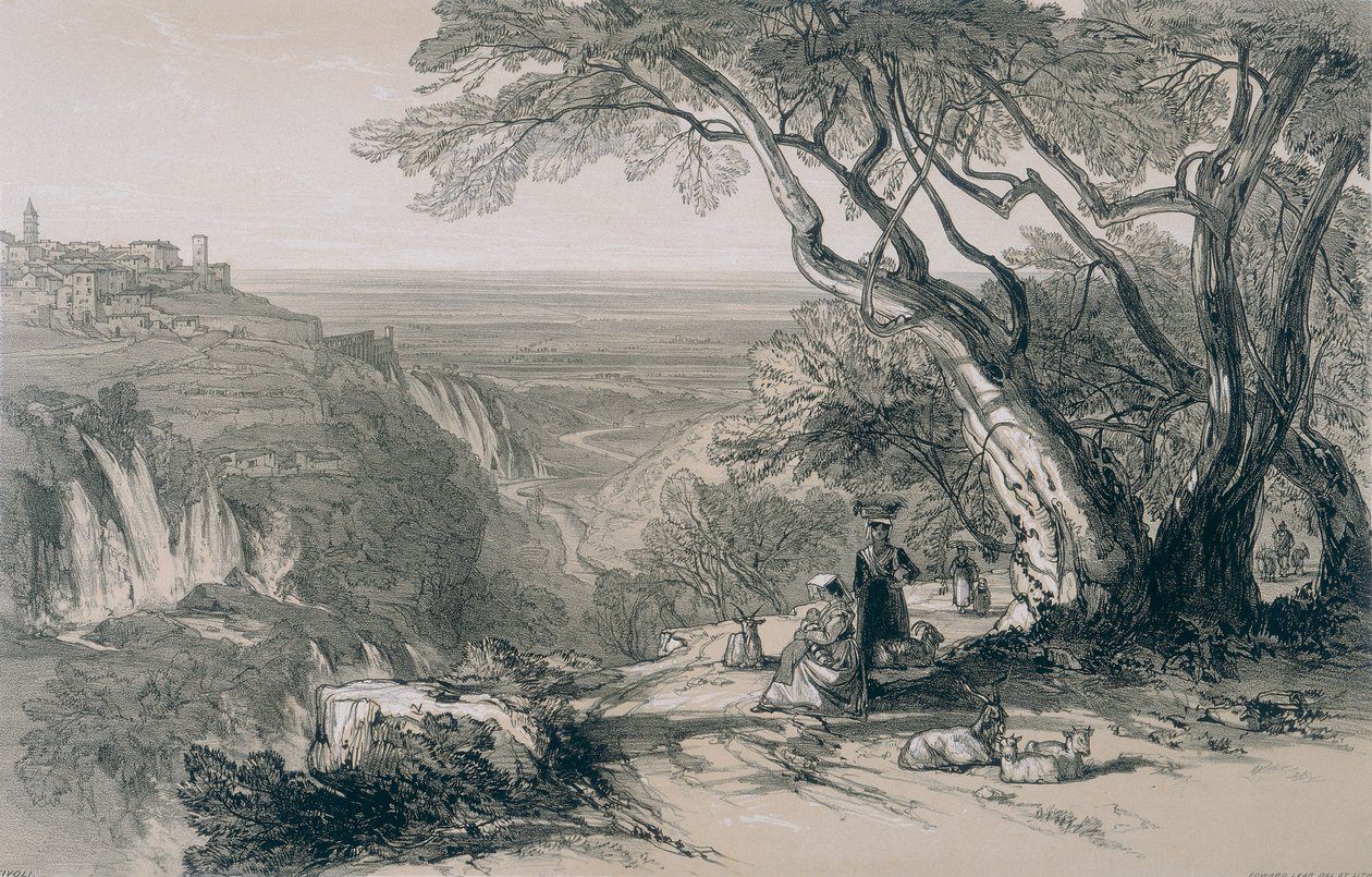 Kilátás Rómában és környékén: Tivoli az Anio felett alkotó: Edward Lear