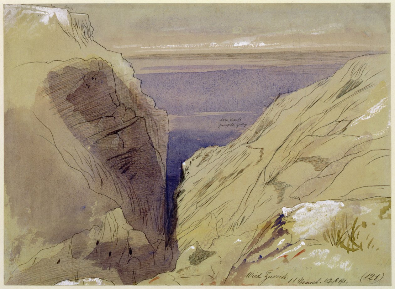 Wied Zurrik, Málta, március 11. 10 óra (wc, toll, barna tinta, grafit szőtt papíron) alkotó: Edward Lear