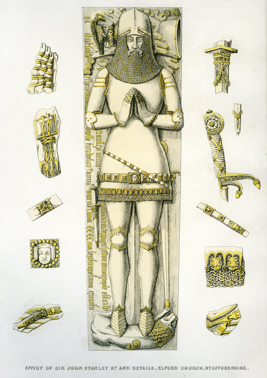 Sir John Stanley sírjának képmása és páncélzatának részletei, St. Peter