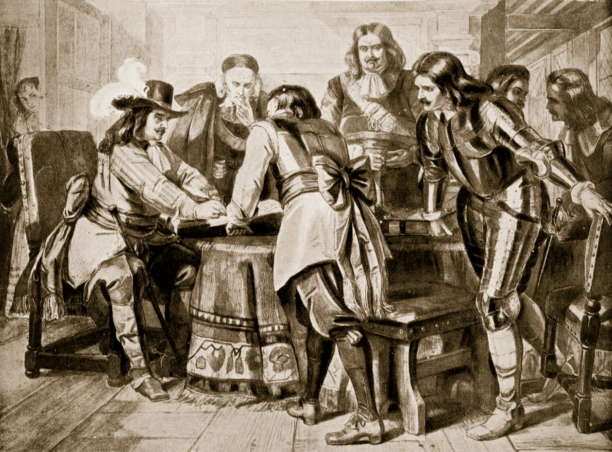 Monck tábornok kiáll a szabad parlament mellett, 1660, illusztráció a "Hutchinson