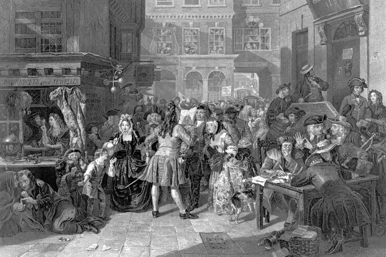 Jelenet a Change Alley-ben a déltengeri buborék idején, 1853 alkotó: Edward Matthew Ward