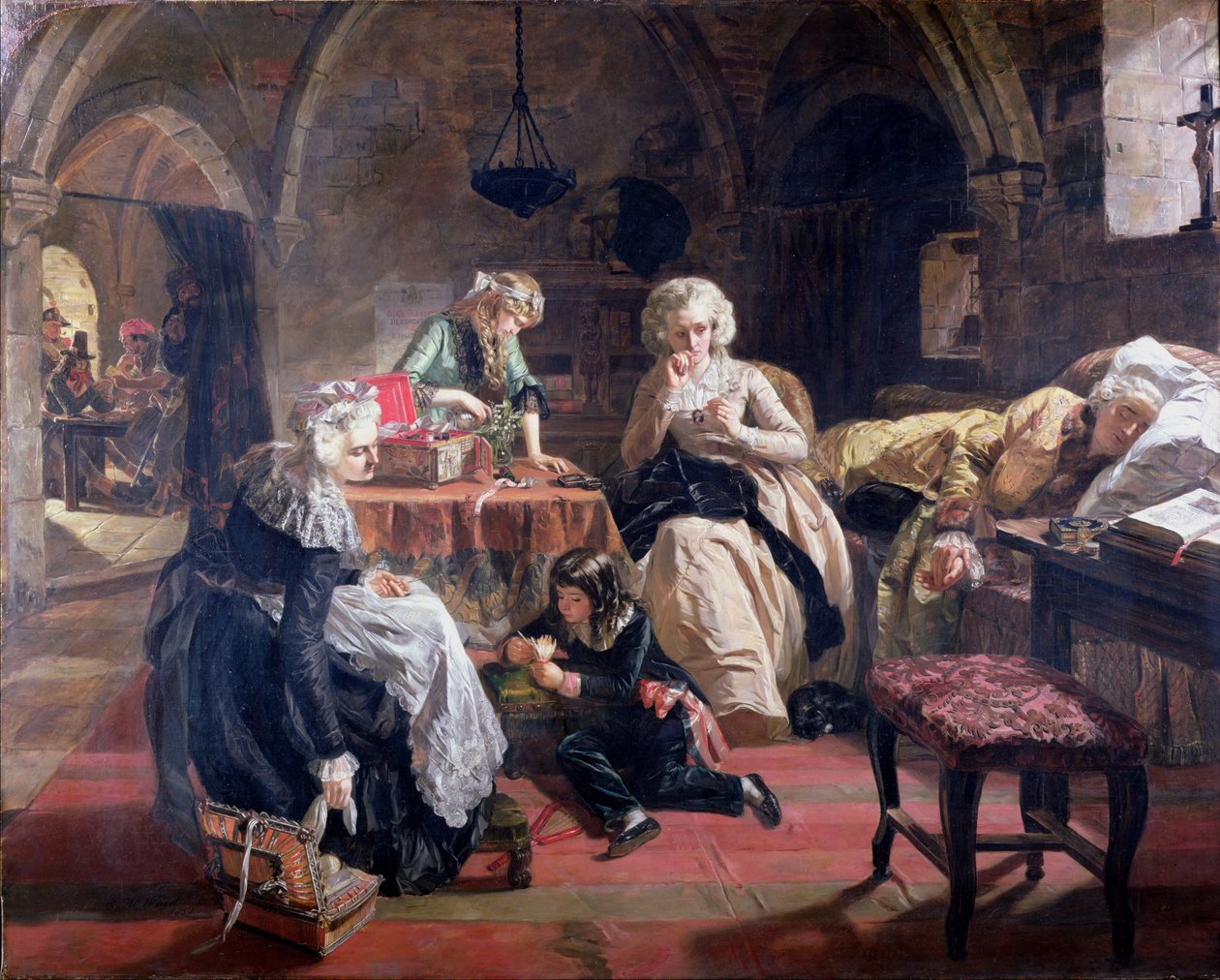 A francia királyi család a templom börtönében 1792-ben, 1851-ben alkotó: Edward Matthew Ward