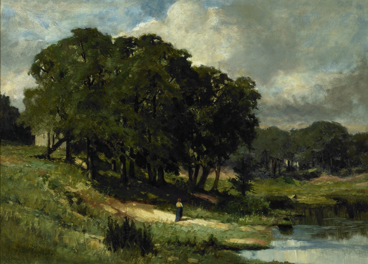 Nő egy tó közelében áll alkotó: Edward Mitchell Bannister