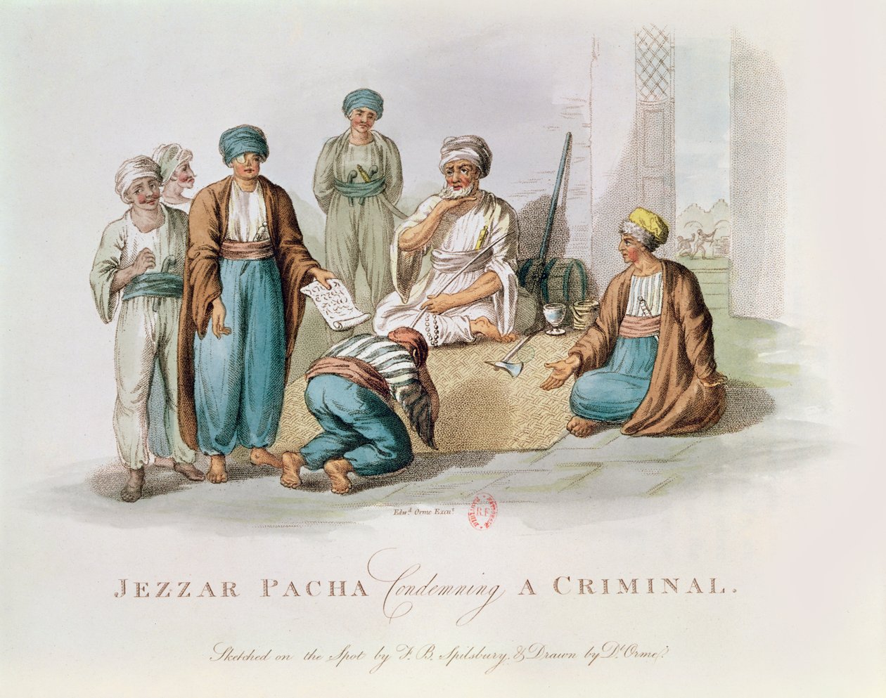 Jezzar Pacha c.1720-1804 bűnügyi színes metszet elítélésével alkotó: Edward Orme