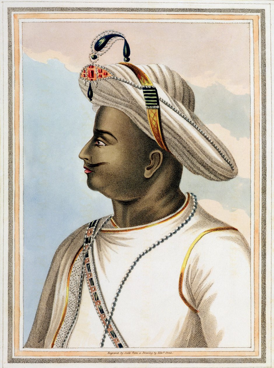 Tippoo Sultan (1749-99) tábla a Mysore Királyság festői tájáról, Edmund Scott (1758-1810) metszetével, 1805 alkotó: Edward Orme