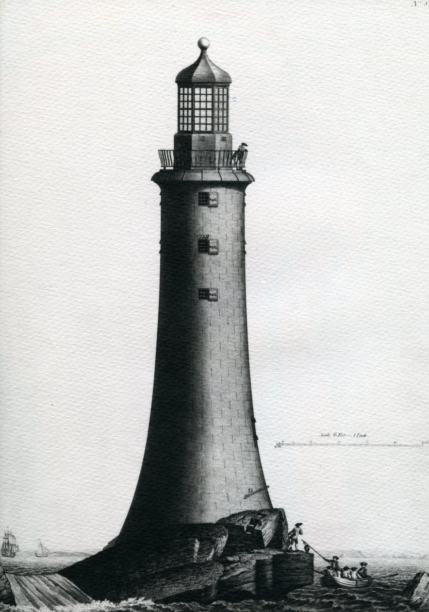 A kővilágítótorony déli emelése az Edystone-on 1759-ben, 1763-ban alkotó: Edward Rooker